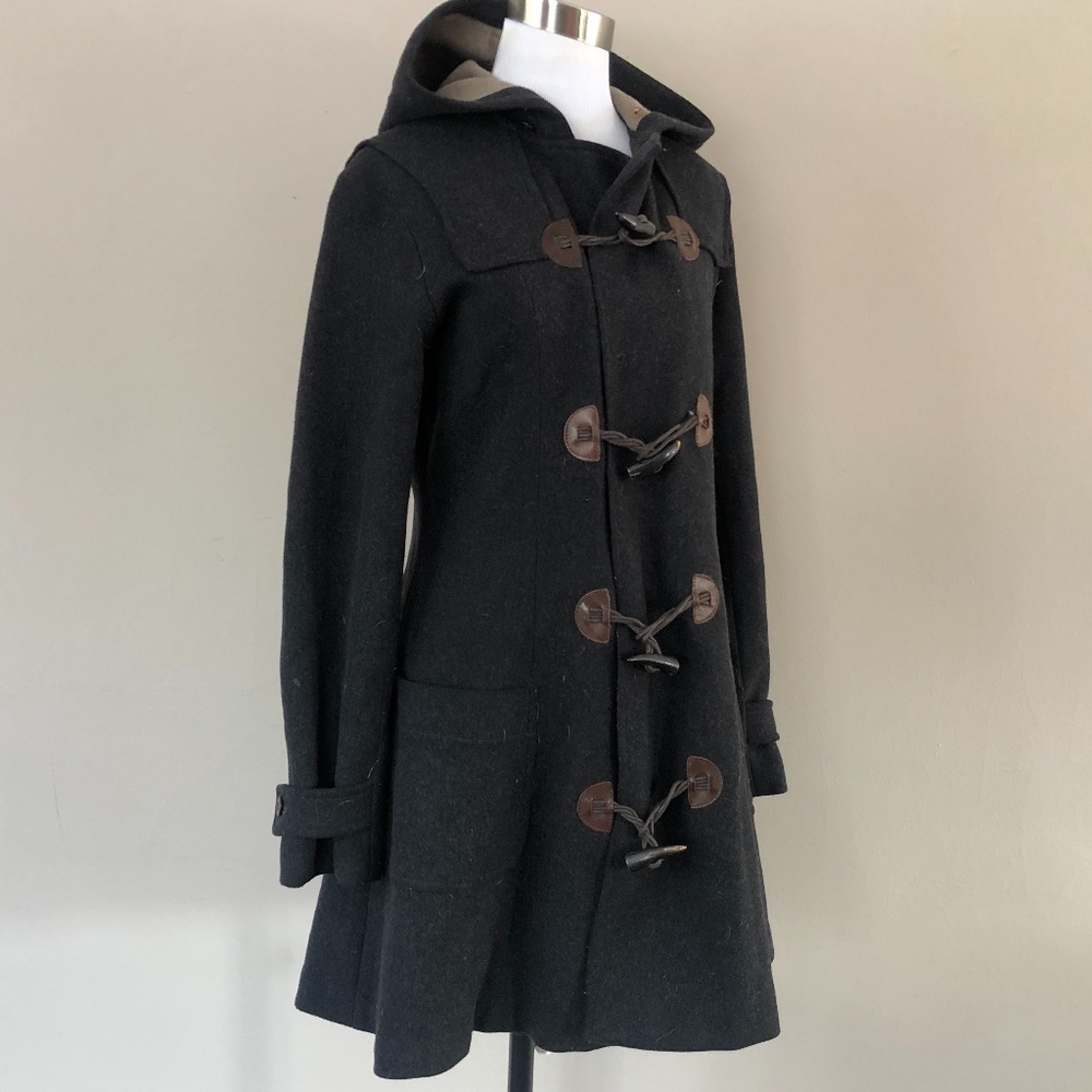 Gant Charcoal Grey Wool Shaped Duffel  Coat Medium